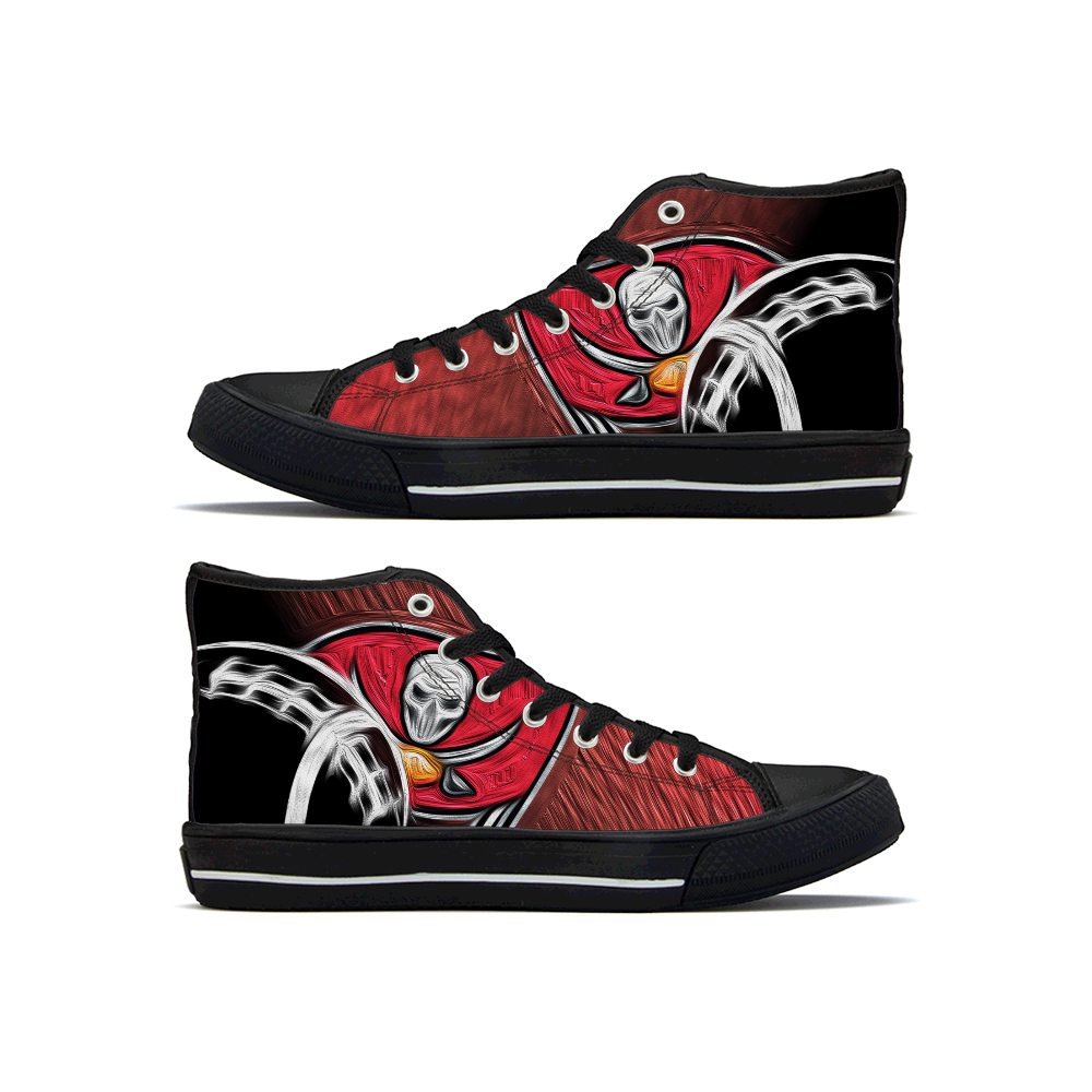 Men's Tampa Bay Buccaneers High Top Canvas Sneakers 002 Men's Tampa Bay Buccaneers High Top Canvas Sneakers 002
